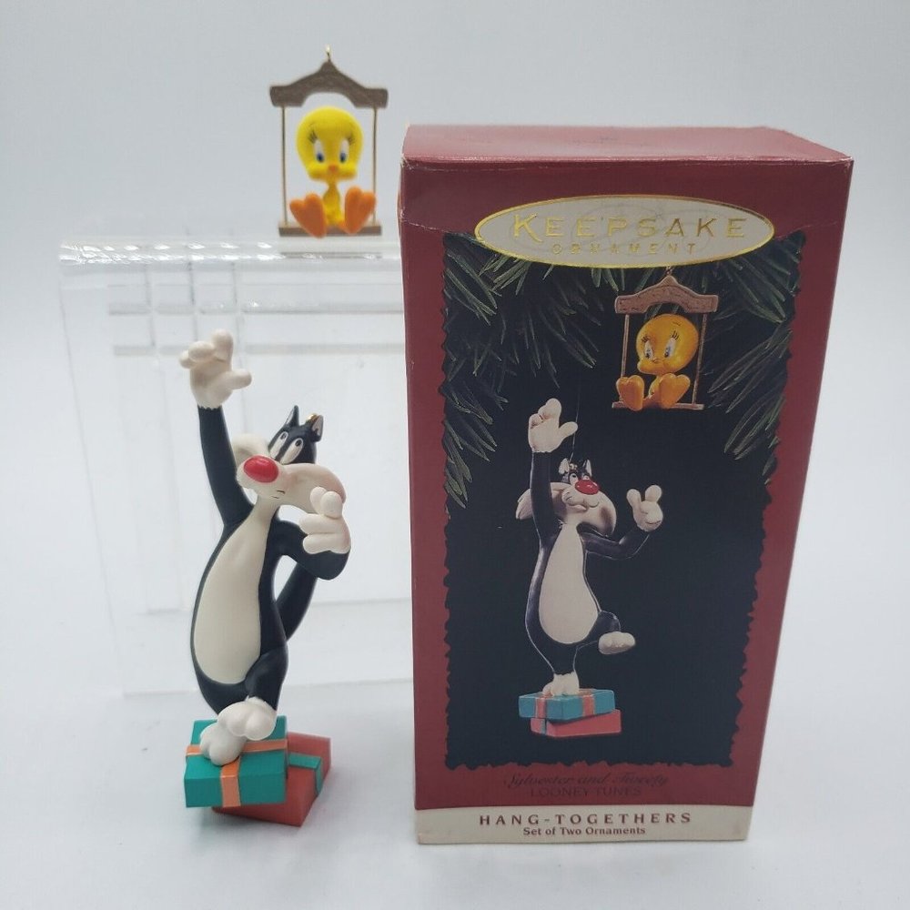 NOS Hallmark Hang-together Ornament Set 1995 SYLVESTER AND TWEETY Looney Tunes